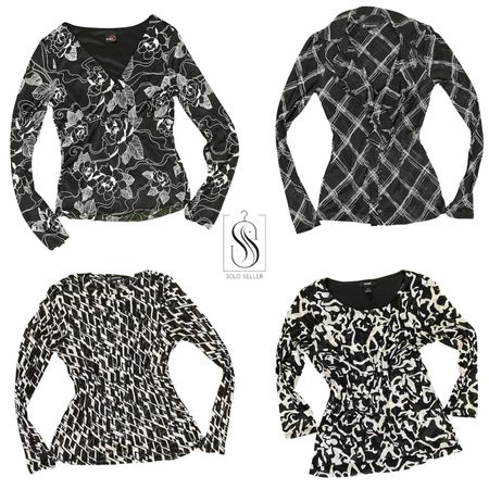 Y2K White and Black Full Sleeve Tops -SS-040