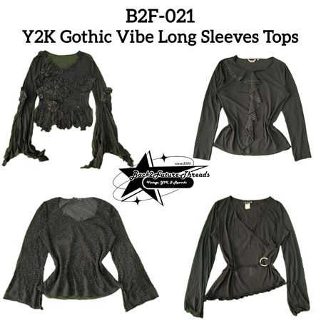 Y2K Gothic Long Sleeves Tops (B2F-021)