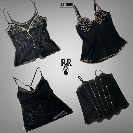 Y2K Black Gothic Cami Tops (AA-1006)