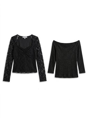 (FV-1709) Y2K Black Aesthetic Mesh Tops