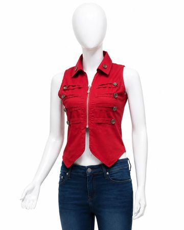 CR1860 UPCYCLED ZIP FRONT WESTE TOP