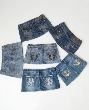Y2K Aesthetic Embellished Denim Mini Skirts Wholesale Mix (VM-10)