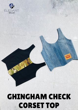 UPCYCLED Gingham Check Corset Tops - EVR0669