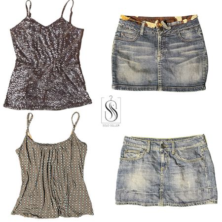 Y2K IT Girl Mix Set Cami & Denim Mini Skirts - SS-044