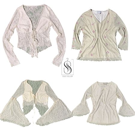 Y2K White Full Sleeve Mesh Tops - SS-043