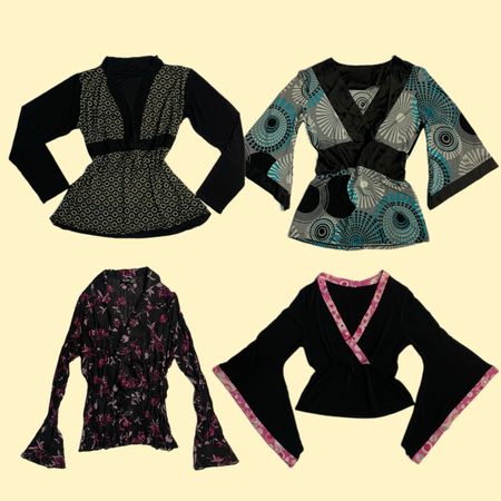 Y2K Mesh Floral & Bell Sleeve Tops