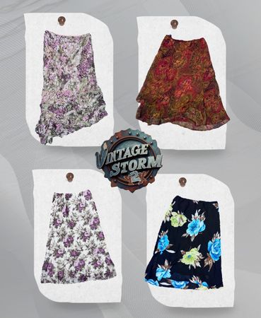 Y2K Floral Fusion Poly Skirt