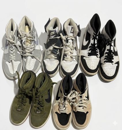 26009 Vintage Air Jordan 1 & Nike Air Force 1 Bundle (5 Pairs) - High-Top Streetwear Lot