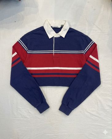 Upcycle Rugby Shirts Long Sleeve Crop Tops