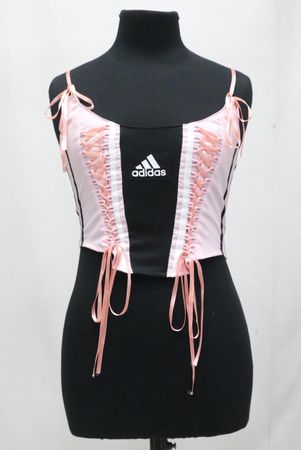 CR1863 UPCYCLED LACE-UP CORSET CAMI TOP