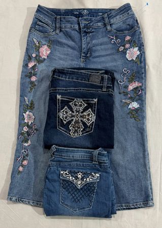 Y2k denim capris (832)