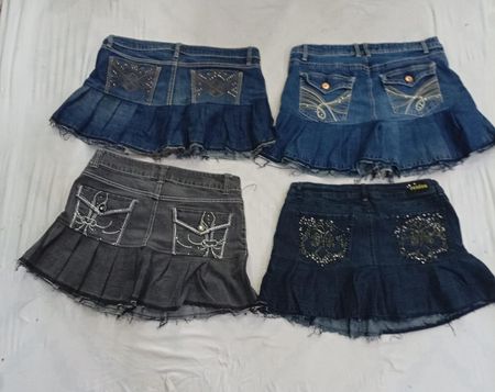 CR9261 Upcycled Y2K Denim Flowy Skirts