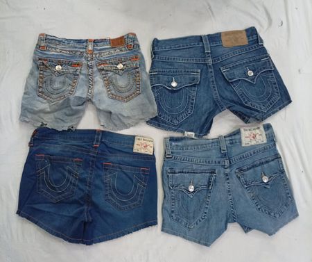 CR9271 Upcycled True Religion Mini Denim Shorts