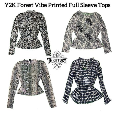 Y2K Forest Vibe Printed Full Sleeve Mesh Tops TY-053