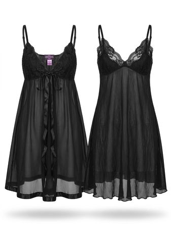 (FV-1750) Y2K Black Aesthetic Mesh BabyDoll