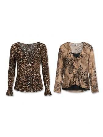 (FV-1748) Vintage Animal Print Tops Bundle | Leopard Cheetah Y2K Statement Fashion Lot