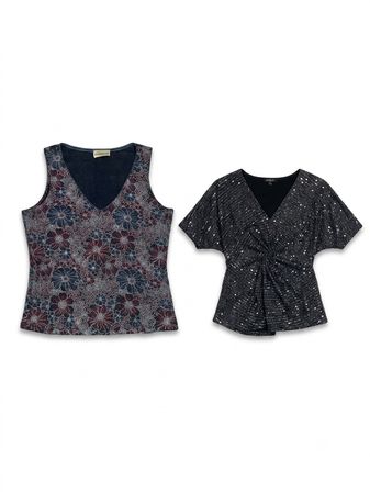 (FV-1745) Y2K Light Shimmer Tops