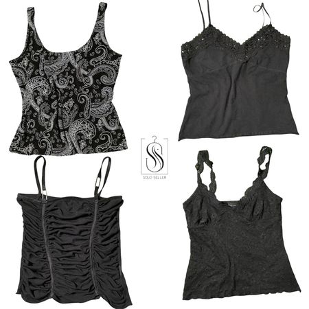 Y2K Black Gothic Cami Tops - SS-049