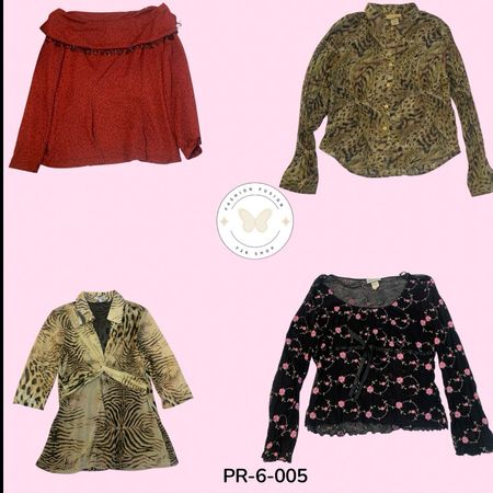 Bedruckte Poly-Langarmbluse – Trendiges Y2K-Casual-Top (PR-6-005)