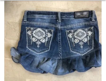 Saia mini de denim reciclado Y2K de marca
