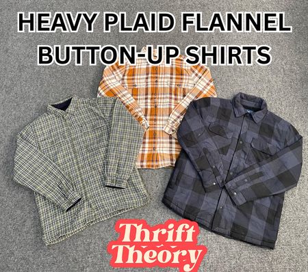Heavy Plaid Flannel Button-Up Shirts - (17/06)