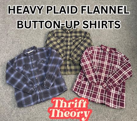 Heavy Plaid Flannel Button-Up Shirts - (18/06)