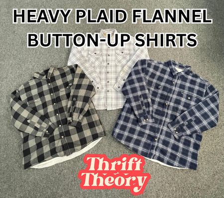 Heavy Plaid Flannel Button-Up Shirts - (18/06)