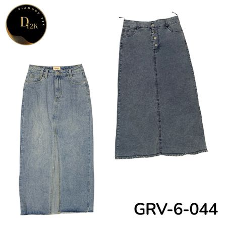 Women’s Denim Long Skirt – Premium Y2K Vintage Style Maxi Skirt (GrV-6-044)