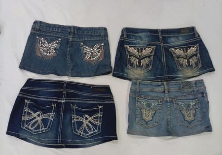 CR9311 Upcycled Y2K Mini Denim Skirts