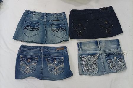 CR9314 Upcycled Y2K Mini Denim Skirts
