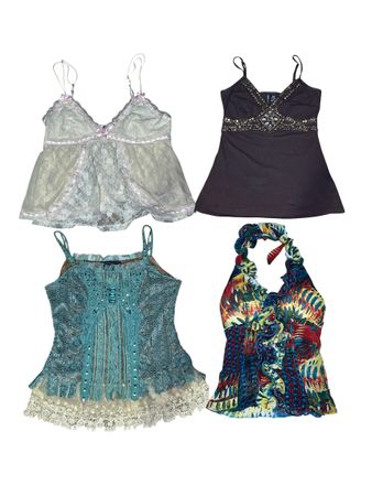 Y2K Beaded band Lac Trim Cami Tops | V-T515