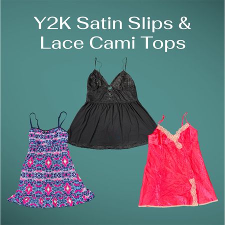 Y2K Satin Slips & Lace Cami Tops #001 - (18/06)