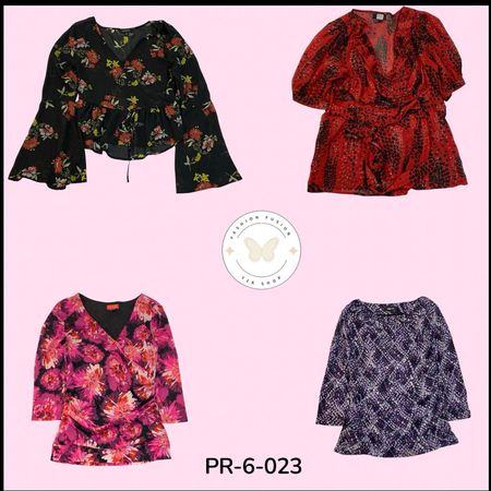 Women's Printed Long Sleeve Poly Blouse – Stylish Retro Look (PR-6-023)