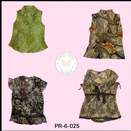 Y2K Printed Poly Shirt Blouse S.S | Cute Everyday Style (PR-6-025)