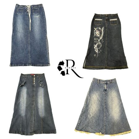 Y2K Paris Hilton Era Girl Denim Midi Skirt RW-2153
