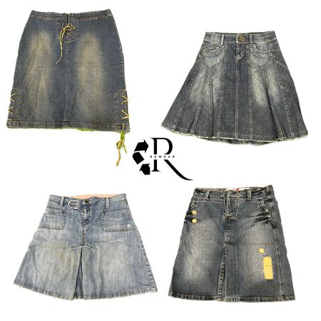 Y2K PARIS HILTON EAR GIRL DENIM MIDI SKIRTS RW-2154