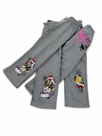 Ed Hardy Damen Graue Jogginghosen