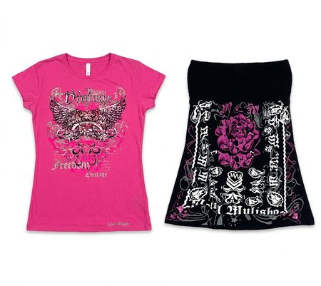 (FV-1778) Y2K Black & Pink Aesthetic Grunge Babytees