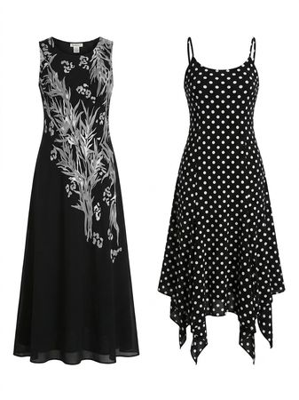 (FV-1777) Black & White Aesthetic Dress