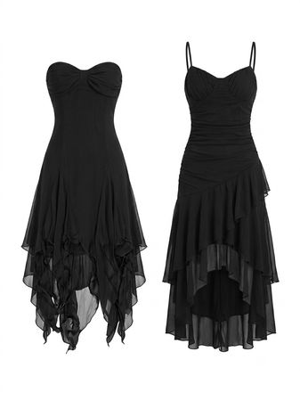 (FV-1779) Y2K Black Aesthetic Dress