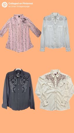 Y2K Western & Graphic Button-Up Shirts - (19/06)