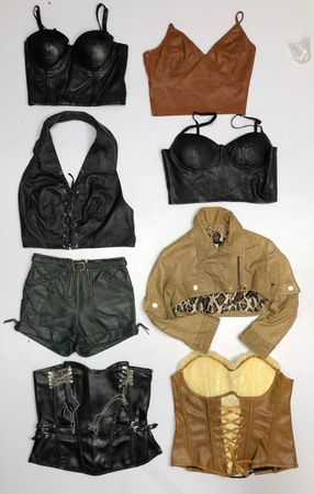 Y2K Vintage Leather Top & Shorts Bundle • Choose Your Style • Corset / Bustier / Jacket vid 101