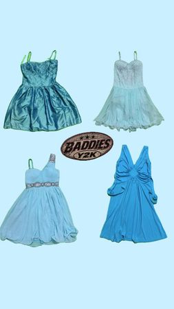 Y2k Aqua Blue Dresses