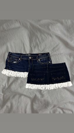 Upcycled Denim Lace Skirt