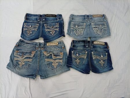 CR9388 Upcycled Rock Revival Mini Denim Shorts
