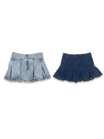 (FV-1813) Y2K Micro Mini Denim Skirts