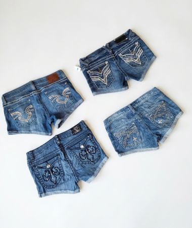Vintage Embellished Denim Shorts Lot (S-02)