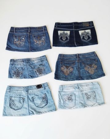 Vintage Y2K Embroidered Denim Mini Skirts -(VM-20)
