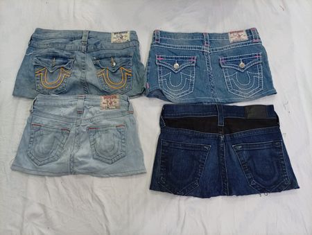 CR9404 Upcycled True Religion Mini Denim Skirts