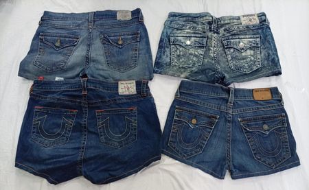 CR9405 Upcycled True Religion Mini Denim Shorts